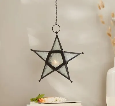 Hanging Moroccan Glass Star Lantern Candle Holder Lamp Terrace Outdoor Decor • $23.56
