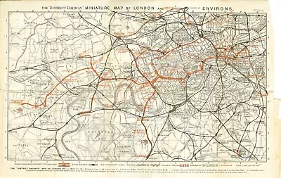 1894 London Underground Map - District Railway Map In Ward Lock Guidebook • £24