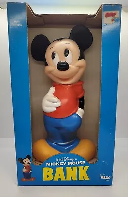 Vintage Mickey Mouse Plastic Piggy Bank Coin Slot Disney ILLCO New With Stopper • $29.95