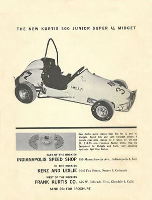 Vintage And Rare 1960 Kurtis  500  Junior Super Quarter 1/4 Midget Ad • $16.99