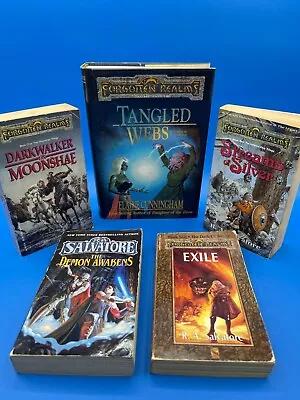 Lot Of 5 Forgotten Realms & R.A. Salvatore Books - Tangled Webs (HC) Exile • $29.74