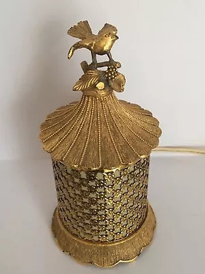 Vintage Matson Boudoir Vanity Lamp Night Light With Bird Working Gold Brass • $275