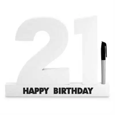 21st Twenty First Birthday Landmark 3D Signature Sign It White Block Black Pen • £23.14