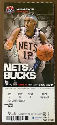 New Jersey Nets 3/12/2012 NBA Ticket Stub Vs Milwaukee Bucks • $7.95