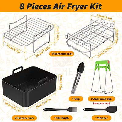 8Pcs Air Fryer Accessories Set Nonstick Air Fryer Silicone Pan Food Grade Fafjc • $42.09