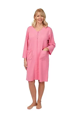 Marlon Pink Zip Front Waffle Robe/Housecoat In Size MEDIUM • £12.95