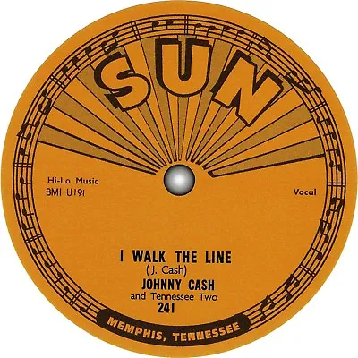 £2 • Buy Johnny Cash. I Walk The Line. Sun Records. Repro Record Label Sticker