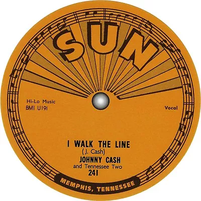 £2 • Buy Johnny Cash. I Walk The Line. Sun Records. Repro Record Label Sticker