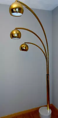 Vintage Elegant Floor Lamp Mid Century 3 Arm ARC Brass Floor Lamp Marble Base • $529.20