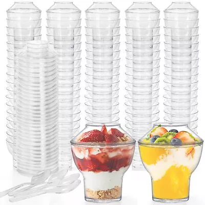 100 Pack 3 OZ Plastic Dessert Cups With Lids Mini Parfait Appetizer Cups Cl... • $41.66