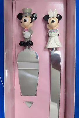 MICKEY GROOM MINNIE BRIDE MOUSE WEDDING CAKE KNIFE AND SERVER NEW Disney Store • $20.50