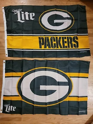 Green Bay Packers Miller Lite NFL 29 X48  Banner Flags.  Brand New And Sealed.   • $16.99