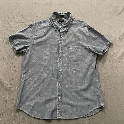 J Crew Shirt Mens XL Blue Chambray Slim Fit Short Sleeve Button Down Preppy • $18.88