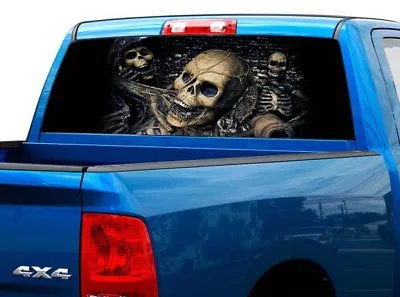 P485 Pirate Skull Rear Window Tint Graphic Decal Wrap Back Pickup Graphics • $44.98