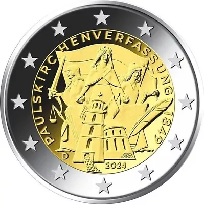 Germany  2 Euro Commemorative 2024 Constitution Of The Paulskirche FREE SHIPPING • $5.99