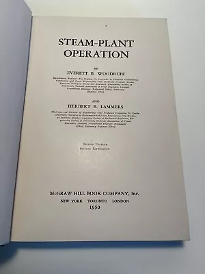 Steam Plant Operation By Woodruff Everett B.Lammers Herbert B.Lammers 2nd Ed. • $22.95