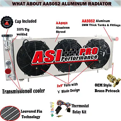 ASI Aluminum Radiator +Shroud Fan+Relay For 1991-2001 Jeep Cherokee XJ Comanche • $139