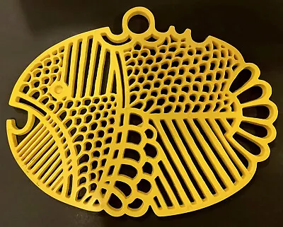 Vintage Mid Century Modern DANSK Fish Yellow Trivet Danish Wall Art • $12