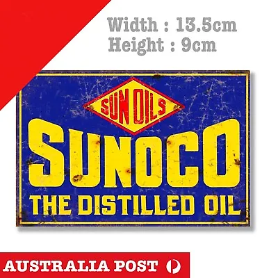 Vintage  SUNOCO Motor Oils Old Rusted Damaged Sign Sticker • $7