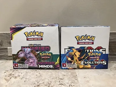 $49.99 • Buy Pokemon Evolutions And Unified Minds Empty Booster Boxes Free Shipping