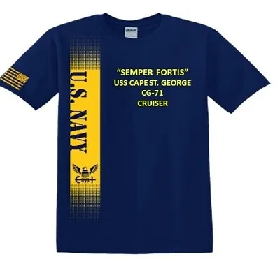 Uss Cape St. George  Cg-71* Cruiser*fortis*vinyl&silk Screen*navy Licensed Shirt • $33.95