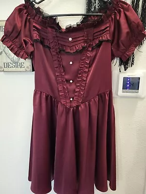 Dark In Love Burgundy Off-shoulder Dress Nwt S Gothic Steampunk Victorian Lolita • $49.99