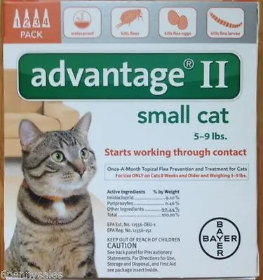 DAMAGED BOX Advantage II  5-9 Lbs Flea Medicine Cats K-9 4 Months Orange Drops • $49.99