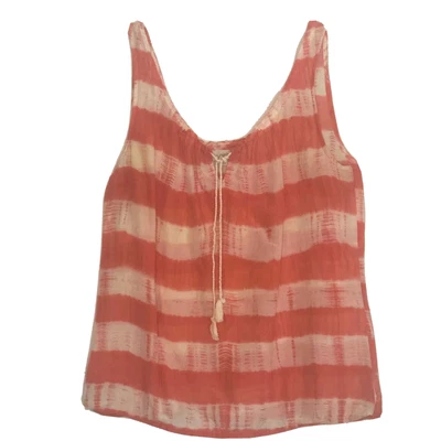 $18.98 • Buy Ann Taylor Loft Womens Tank Top Medium Beachy Coral Ivory Dip-Dye Tassel Tie