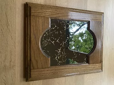 Vintage 70's 80's Gold Vein Mirror Solid Wood Frame 13 X16  Unique MCM • $65