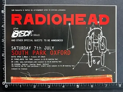 RADIOHEAD / BECK - SOUTH PARK OXFORD GIG 6X8  Press Advert Mini Poster M33 • £6.99