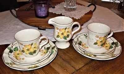 7 Piece Vintage Mikasa Heritage GOLDWOOD Tea & Saucer Desert Plate & Creamer Set • $54.99