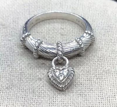 Judith Ripka Sterling Silver 925 Cz Heart Charm Ring Sz 10 Y334 • $39.99