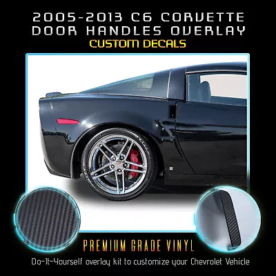 Door Handles Decal Vinyl Overlay For C6 Corvette 2005-2013 - Matte Carbon Fiber • $6.80