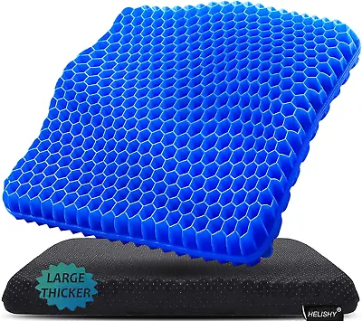 Gel Seat Cushion For Long Sitting Pressure Relief (Super Large & Thick) - Non-Sl • $39.33