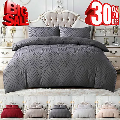 £3.99 • Buy 3 Piece Velvet Quilted Duvet Cover Set Throw Bedding Set Double Super King Size