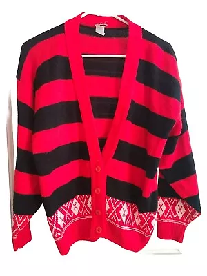 BINGO SPORTS Stripes & Diamonds Medium? 1980s Sweater Vtg  • $25