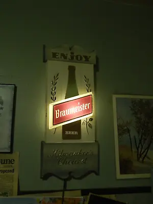 Enjoy Braumeister Beer ~ Embosograph Bar Pub Tavern Sign ~ Wall Light ~ Vtg Brew • $100