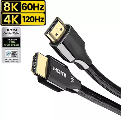 Certified 8K HDMI Cable 2.1 48Gbps High Speed 4K 120Hz HDMI 2.0 For Laptops Xbox • $9.99