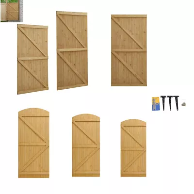 Garden Gate Curved/Flat Top Wooden Pedestrian Door Palisade Gates W/ Fitting Kit • £55.99