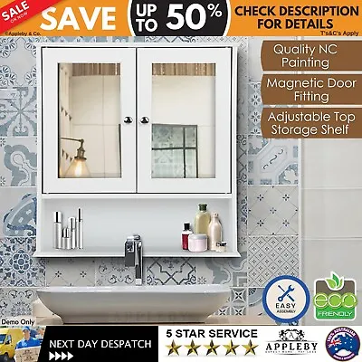 Storage Cabinet With Mirror Bathroom Tallboy 2 Door Shaving Medicine Cabinet • $83.08