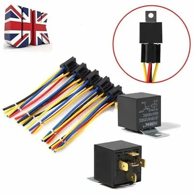 £11.99 • Buy 5 Pack 12V SPDT Car Automotive Relay 5-Pin 5 Wires + Harness Socket 40 Amp Relay