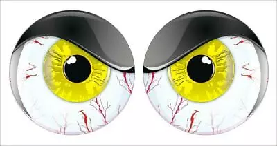 Shotgun Bug Catcher Scoop Air Intake Yellow Maniac Eyes Vinyl Stickers Pair • $33.99