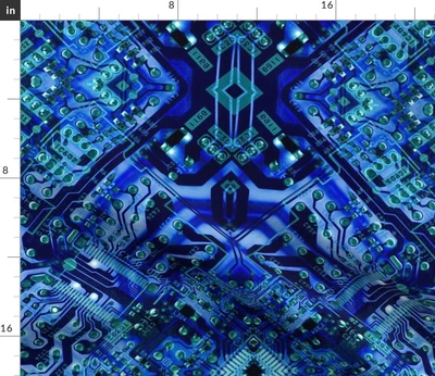 $18 • Buy Computer, Circuit, Circuit Board, Blue, Green, Spoonflower Fabric By The Yard