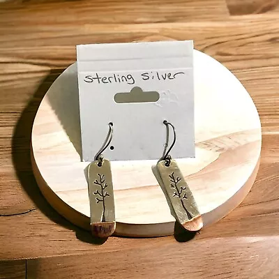 Sterling Silver Made In Mexico Dangle Earrings W/ Tree Motive. 1   Long • $25