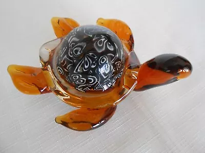 Vintage Murano Glass Italian Hand-Blown Amber Sea Turtle Figurine/Paperweight  • $49