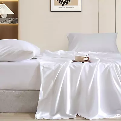 100% Modal Sheet Set King Size 4 Piece Luxury White Sheet Set Super Soft Comfy B • $100.99