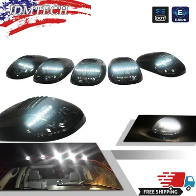 5pcs Smoked Cab Roof Marker Lights White LED Assemblies For Trucks SUV Universal • $28.98