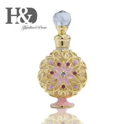 $16.19 • Buy Vintage Golden Perfume Bottles Refillable Antique Flat Bejeweled Crystal Bottle