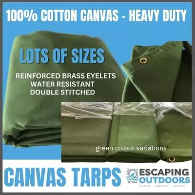 Heavy Duty Canvas Tarp Water Resistant UV Protected Tarpaulin Caravan Camping • $123.31