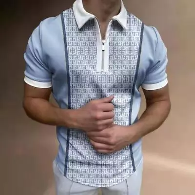 Men's  Polo Shirt Fashion Casual Zipper Lapel Top • $25.71